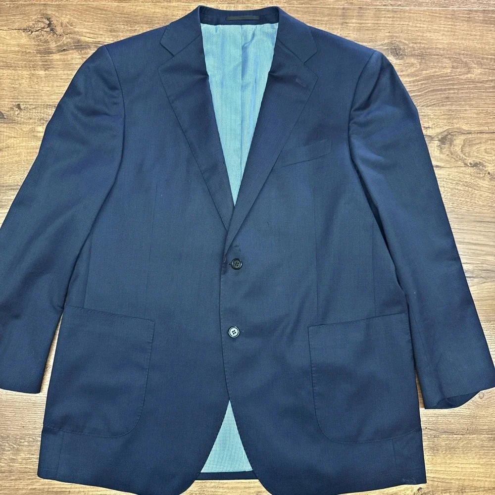 Tailored Dormeuil Exel Mens US 46* Navy‎ Wool Blazer Luxury Professional Career